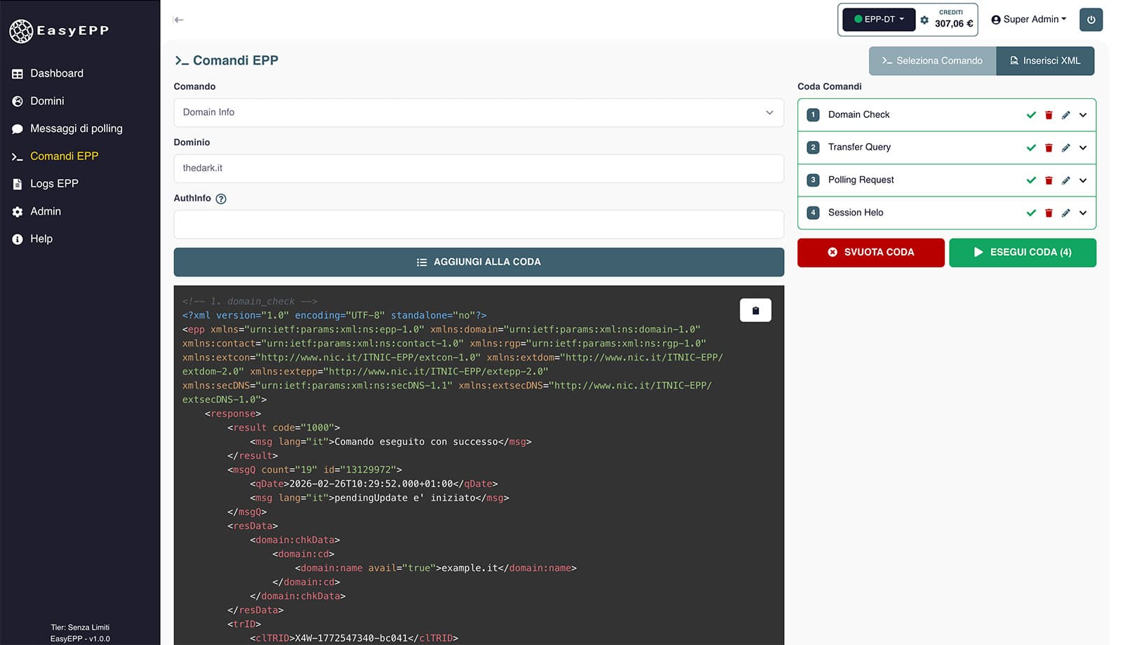 Coda comandi EPP eseguiti - EasyEPP